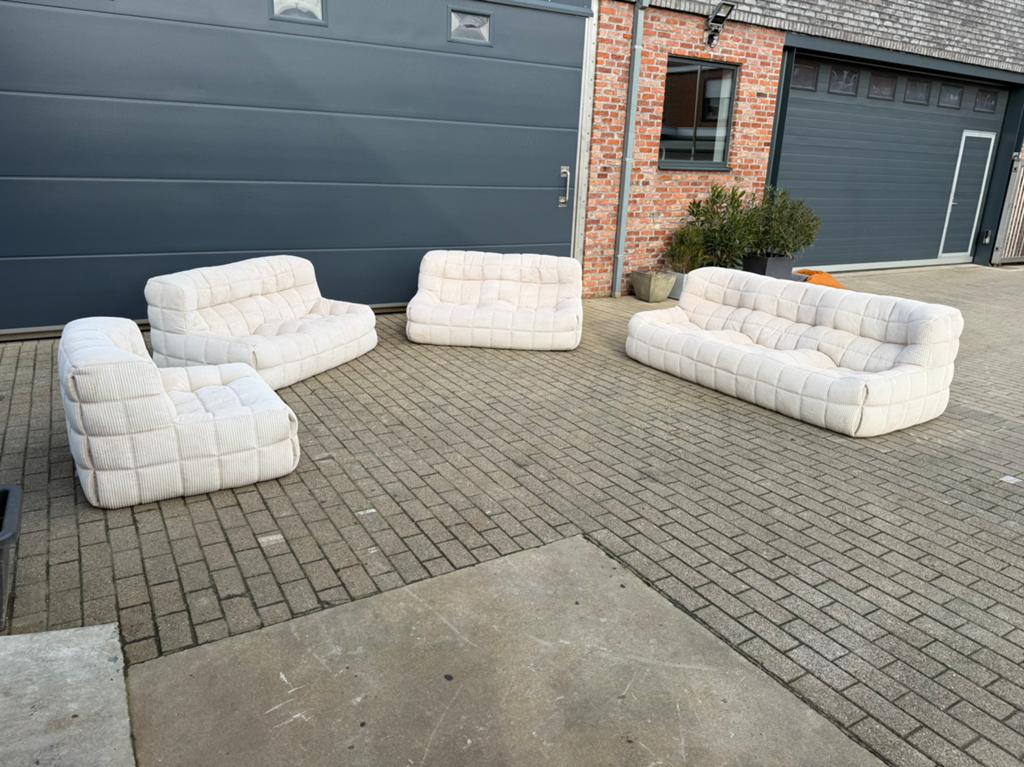 Velours côtelé beige Ligne Roset Kashima 3z, 2x 2z, 1z 10/10, Enlèvement ou Envoi, Comme neuf, Togo knoll vitra artifort b&b italia cassina sede leolux edra