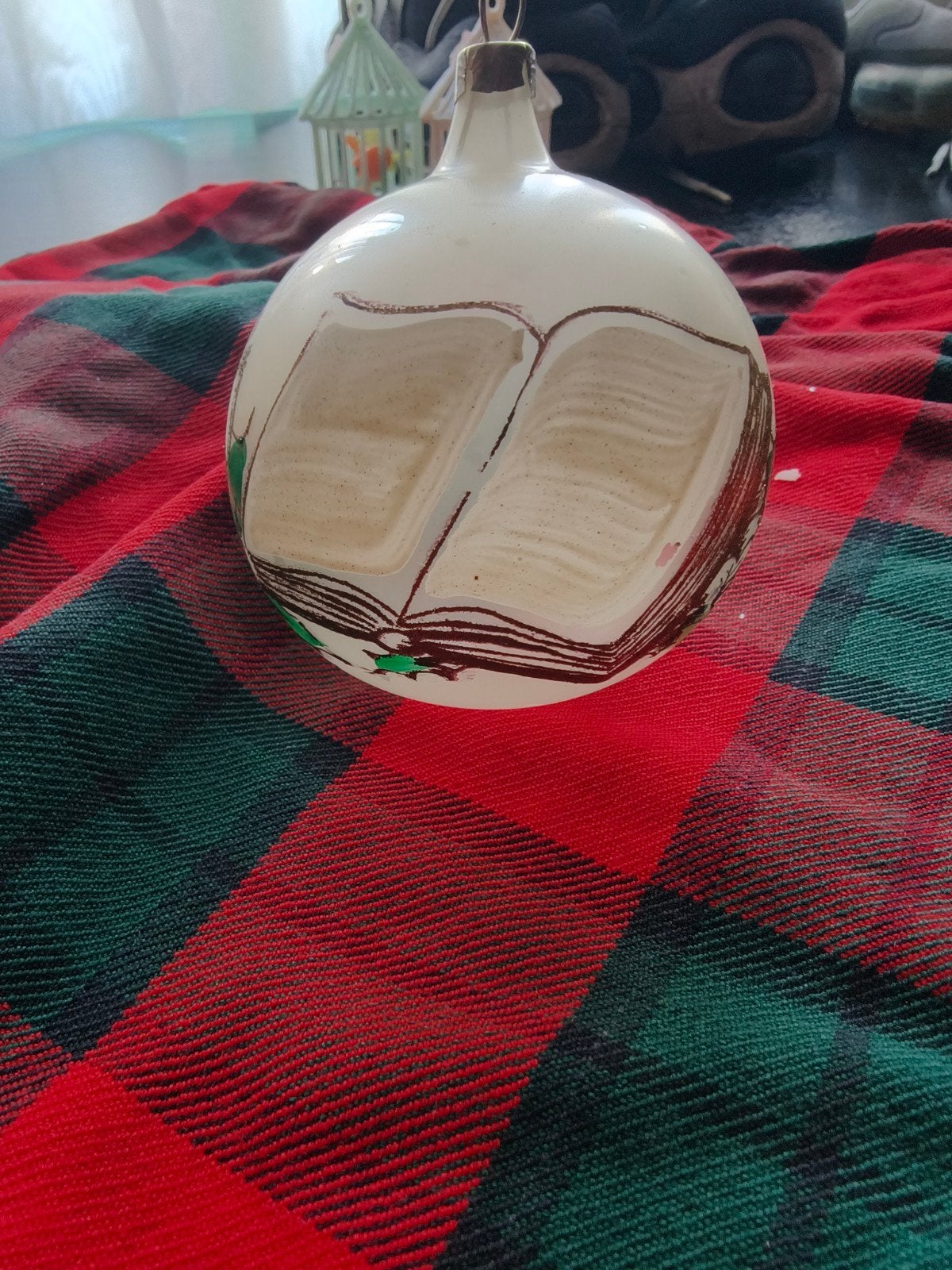 vintage kerstbal glas handgeschilderd, Diversen, Verzenden, Zo goed als nieuw
