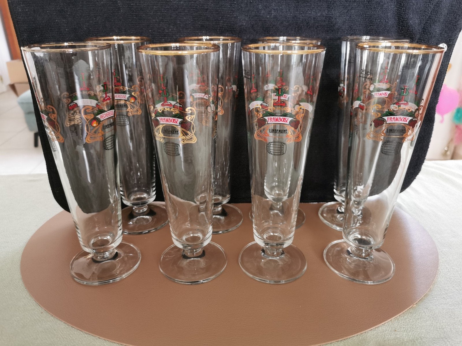 8x flute Lindemans bierglas, Ophalen of Verzenden, Zo goed als nieuw, Bierglas