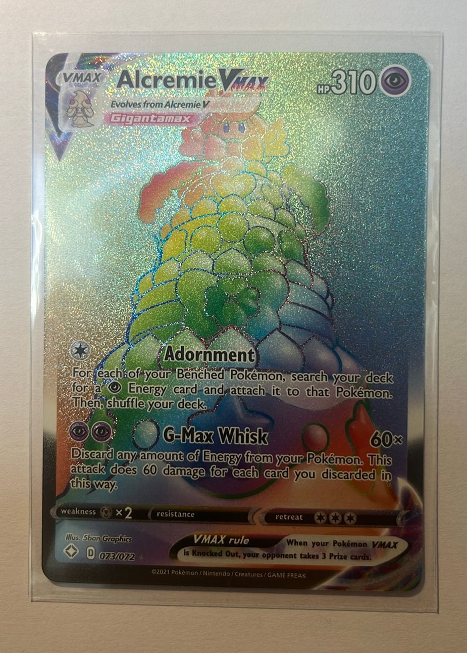 Alcremie rainbow Vmax #73, Hobby en Vrije tijd, Ophalen of Verzenden, Zo goed als nieuw, Meerdere kaarten
