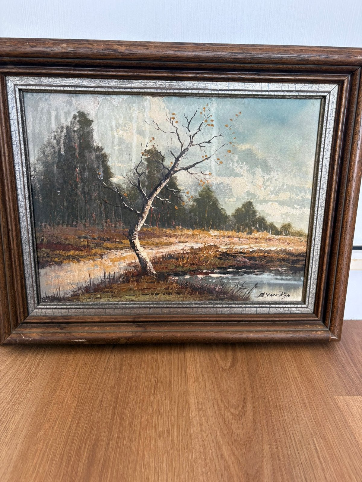 Klassiek olieverfschilderij boslandschap, B. van Rijn, Antiek en Kunst, Ophalen, Klassiek