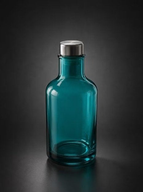 Blauwblauwe glazen fles - Limmaren van Ikea., Ophalen, Nieuw, Glas, IKEA