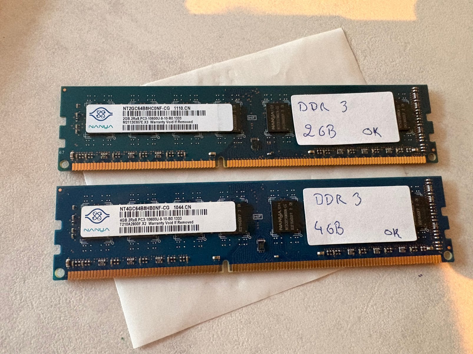 Nanya DDR3 RAM 6GB – 2GB + 4GB – PC3-10600, Computers en Software, RAM geheugen, Ophalen of Verzenden, Zo goed als nieuw, DDR3