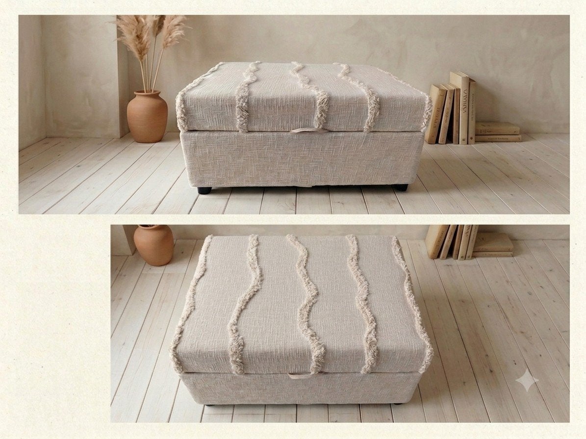 Pouf J-Line style bohème - avec rangement, Enlèvement, Neuf, Bohème