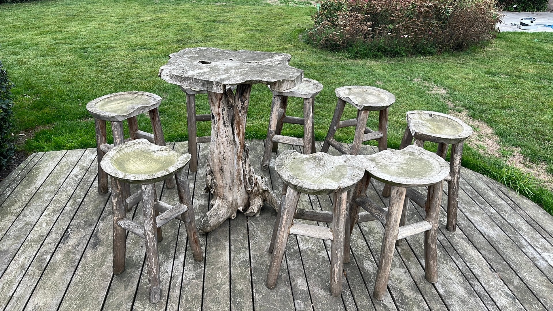 Set de jardin en bois, 5 tabourets ou plus, Enlèvement, Utilisé, 60 à 90 cm