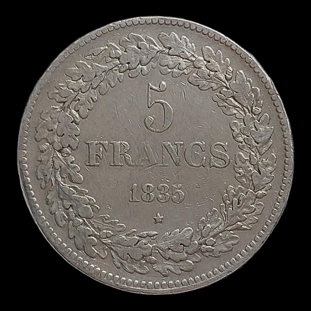 + Rare / Pièce de monnaie / Belgique / 5 Francs / 1835 B, Enlèvement ou Envoi, Monnaie en vrac, Argent, Argent