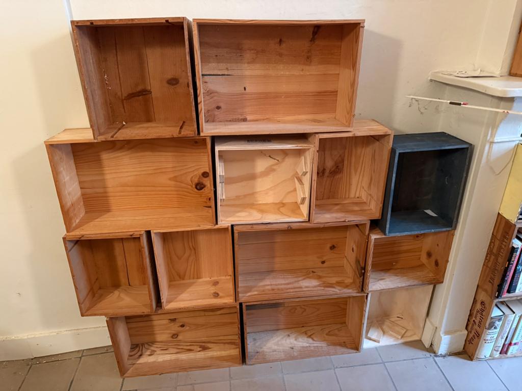 Houten wijnkistjes, Huis en Inrichting, Woonaccessoires | Kisten, Ophalen, Gebruikt