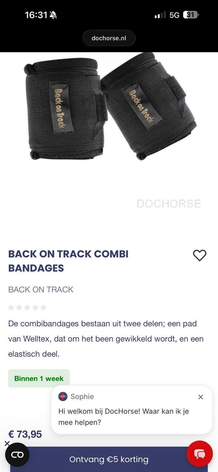 BACK ON TRACK COMBI BANDAGES, Animaux & Accessoires, Bandages, Enlèvement, Comme neuf