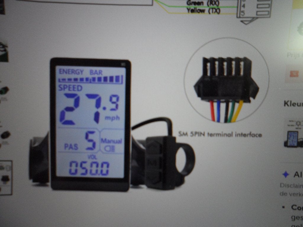 display m5 (M2)-5pin, Vélos & Vélomoteurs, Accessoires vélo | Autres Accessoires de vélo, Neuf, Enlèvement