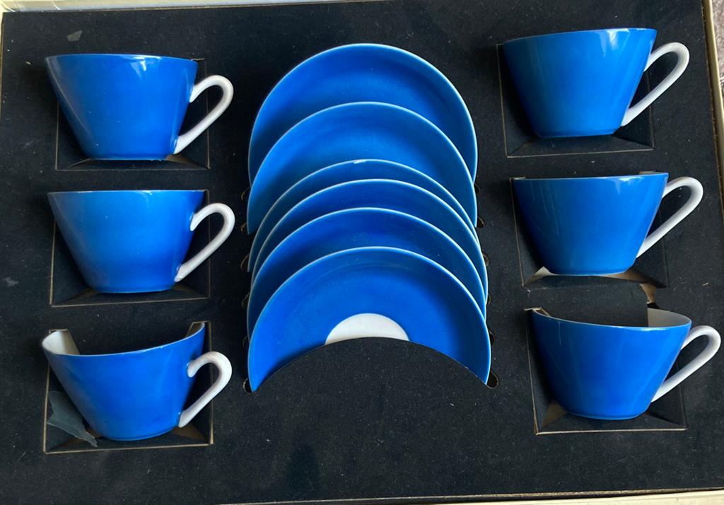 Vintage espresso kopjes set – 6 stuks – cobalt blauw, Enlèvement