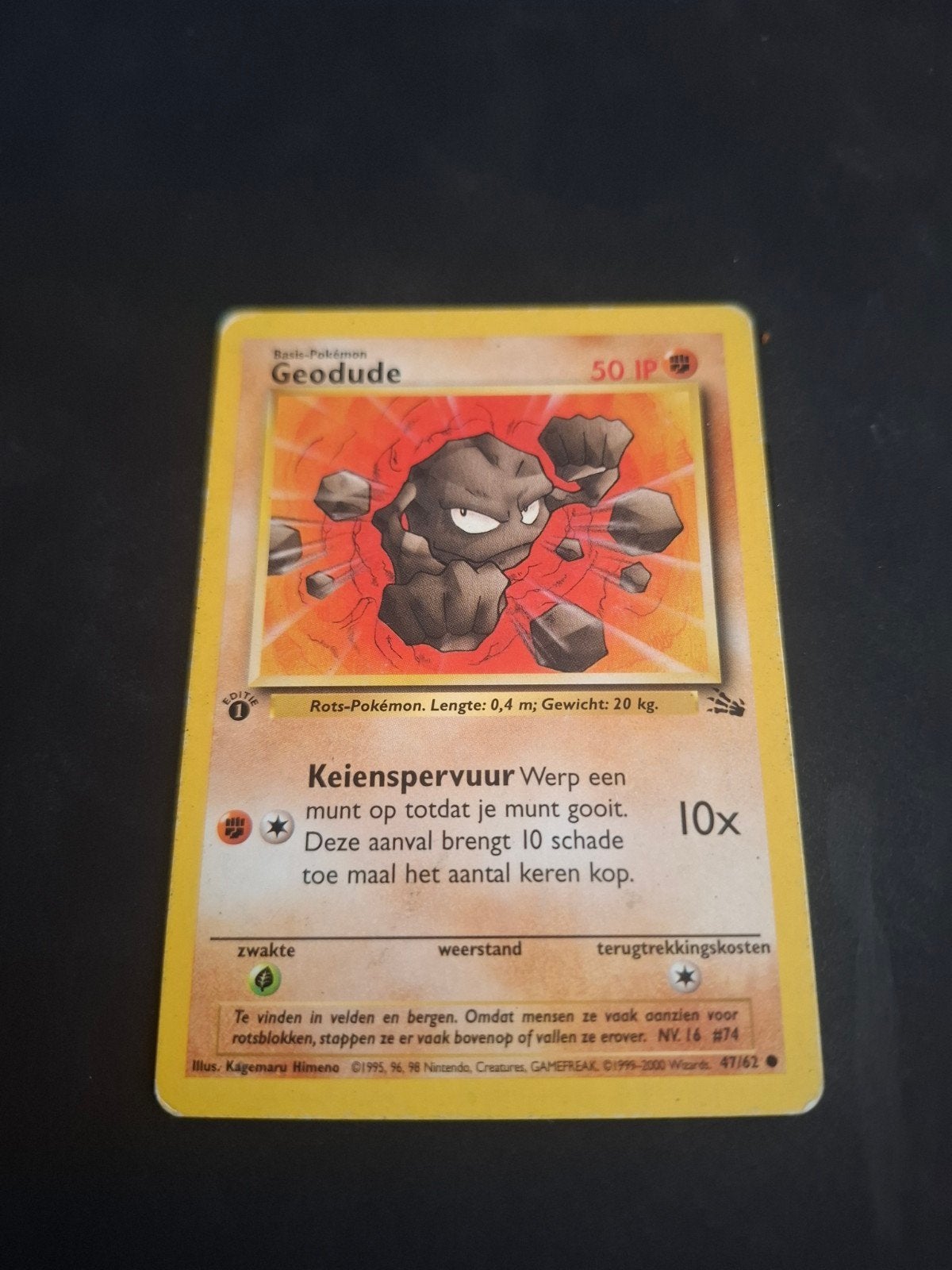 Pokémon Geodude Kaart - Basis Set 47/62, Ophalen of Verzenden