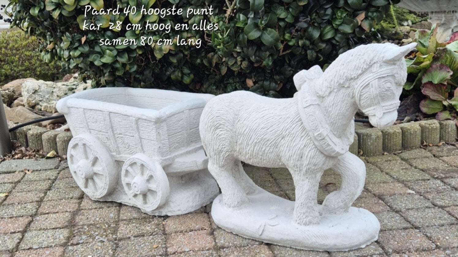 klein set, boerenpaard met kar,  beton, Tuin en Terras, Ophalen, Nieuw, Beton, Dierenbeeld