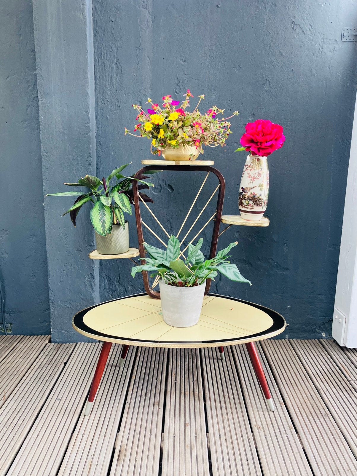 Vintage mid-century planten tafel /  etagère, Huis en Inrichting, Woonaccessoires | Etagères, Ophalen, Zo goed als nieuw, Etagère