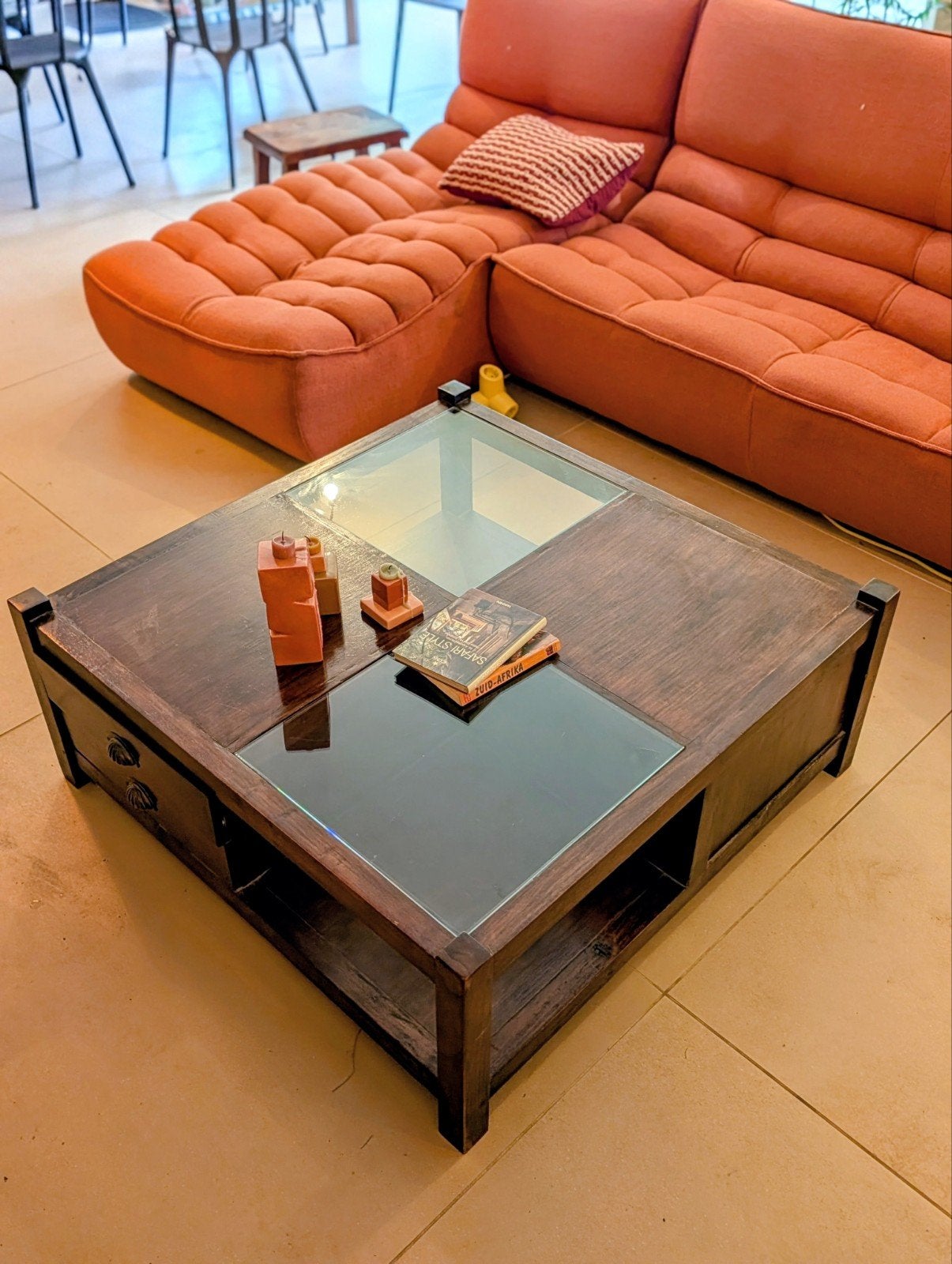Salontafel massief hout, Huis en Inrichting, Gebruikt, 50 tot 100 cm, Vierkant, Koloniaal, klassiek, antiek