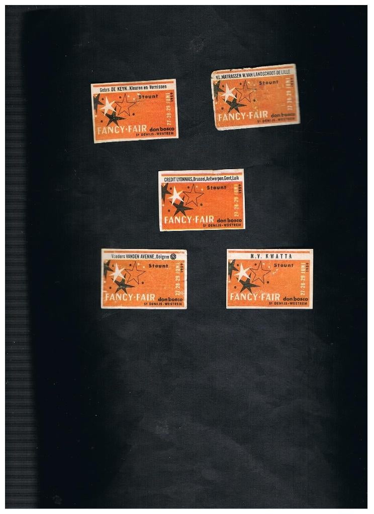 ENSEMBLE D'ÉTIQUETTES PUBLICITAIRES WESTREM EN JEAN 1959, Envoi, Comme neuf, Boîtes ou marques d'allumettes