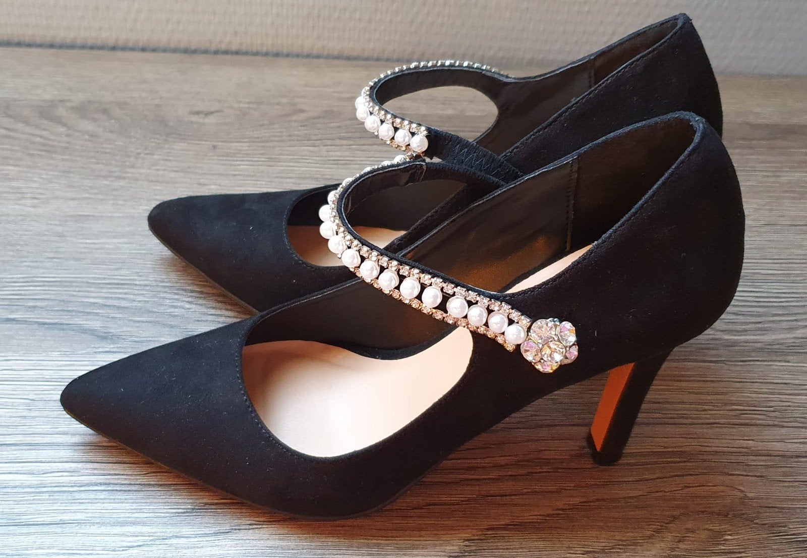 Zwarte Anna Field pumps met parels & strass - maat 37, Zwart, Ophalen of Verzenden, Zo goed als nieuw, Pumps
