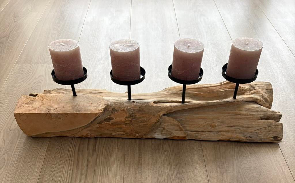 kandelaar, Ophalen, Gebruikt, Hout, Kandelaar