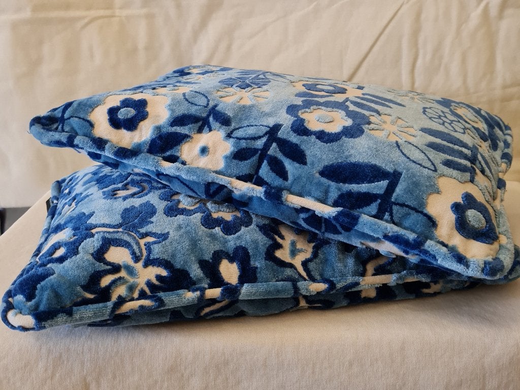 Power Flowers velvet kussens - set v 2, Ophalen of Verzenden, Nieuw, Blauw, Rechthoekig