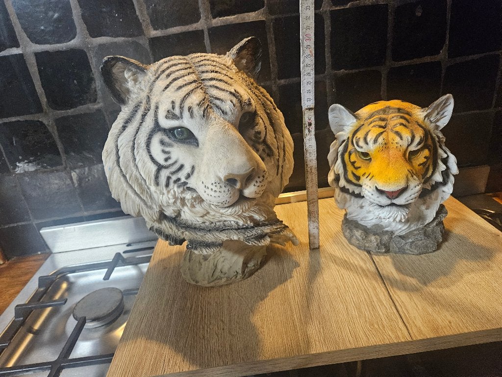 Set 2x Tijger Buste - Grote Witte + Kleine Oranje, Verzamelen, Ophalen of Verzenden, Zo goed als nieuw, Dier