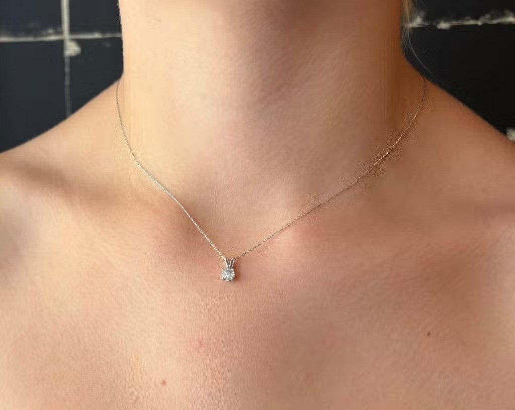 Grote diamant 0,37ct hanger ketting briljant dames 14k goud, Handtassen en Accessoires, Ophalen of Verzenden, Zo goed als nieuw