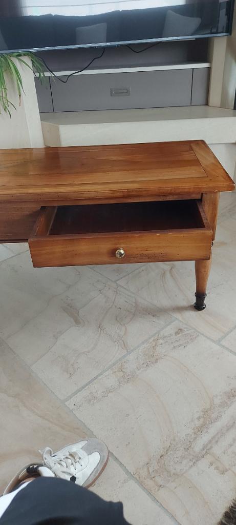 Salontafel met 3 lades en 1 schuifblad, Huis en Inrichting, Ophalen, Zo goed als nieuw, Kersenhout