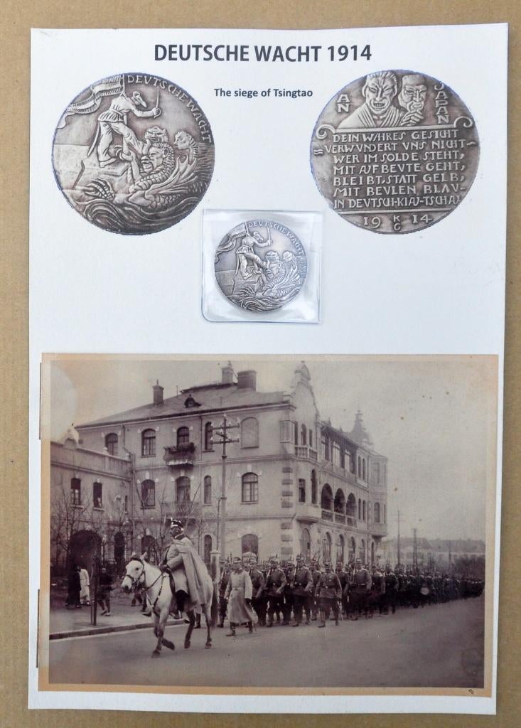 Deutsche Wacht 1914, munt + foto's, Verzamelen, Verzenden, Landmacht, Embleem of Badge