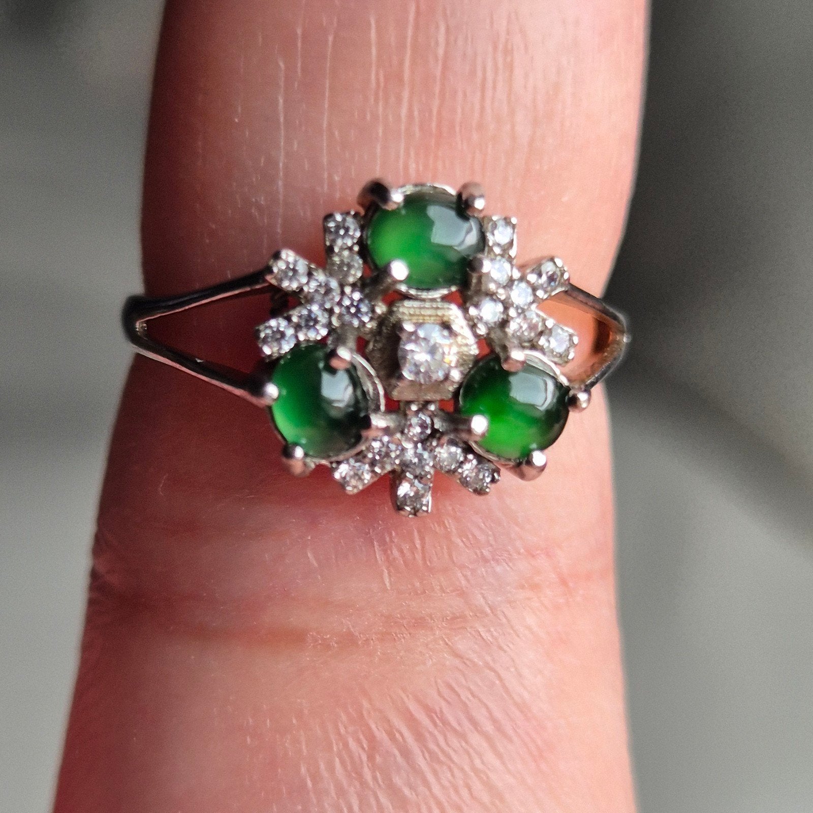 Bague en argent S925 en jade jadéite naturelle de type A, Femme ou Homme, Comme neuf, Avec pierre précieuse, Argent