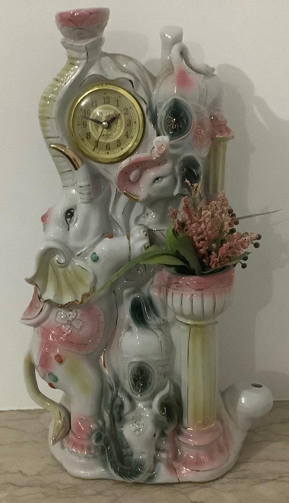 Vintage porseleinen olifant(en) met klok  (60 cm!), Antiek en Kunst, Ophalen of Verzenden