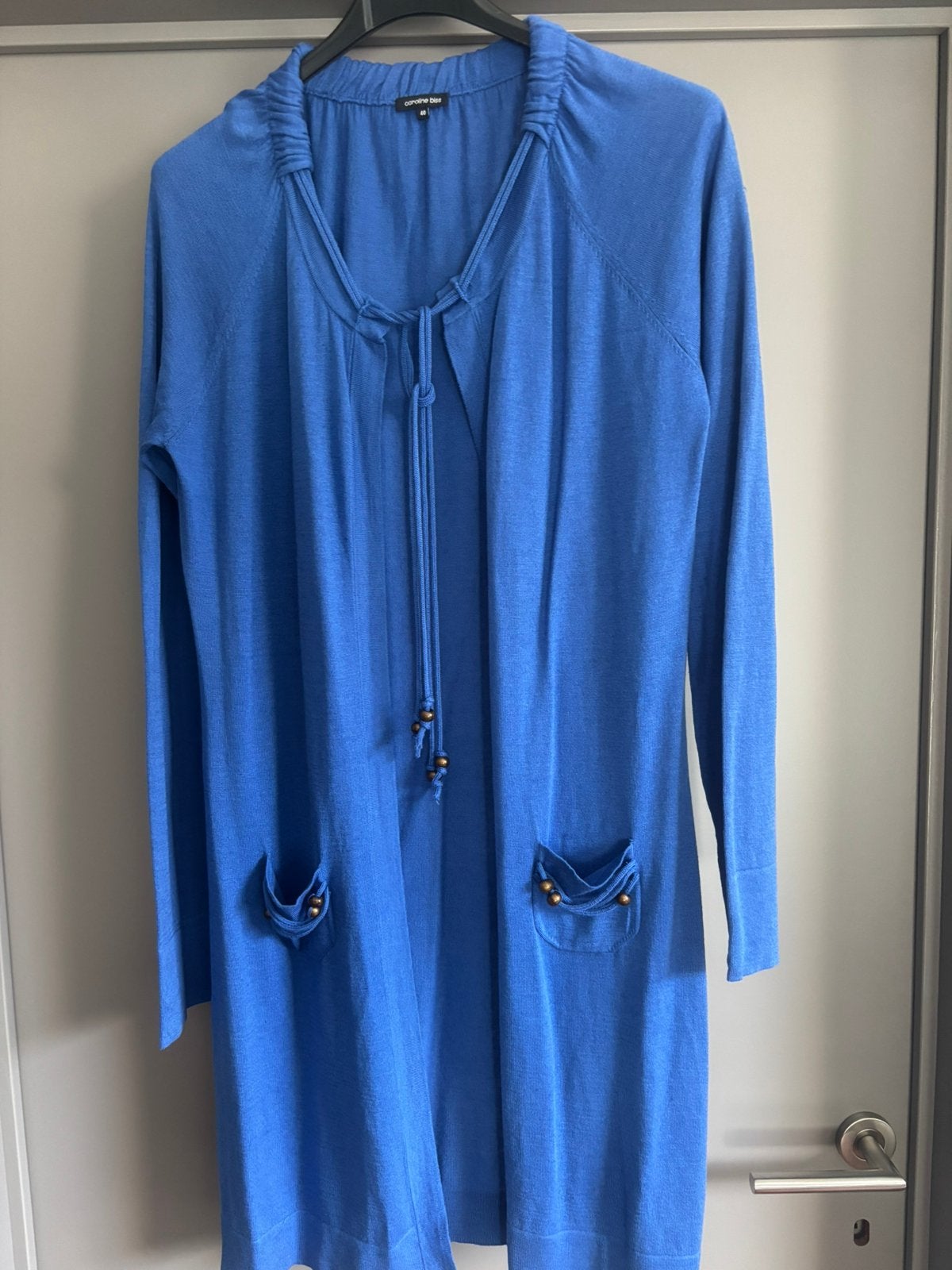 Kobaltblauwe lange gilet, Ophalen of Verzenden, Zo goed als nieuw, Maat 38/40 (M)