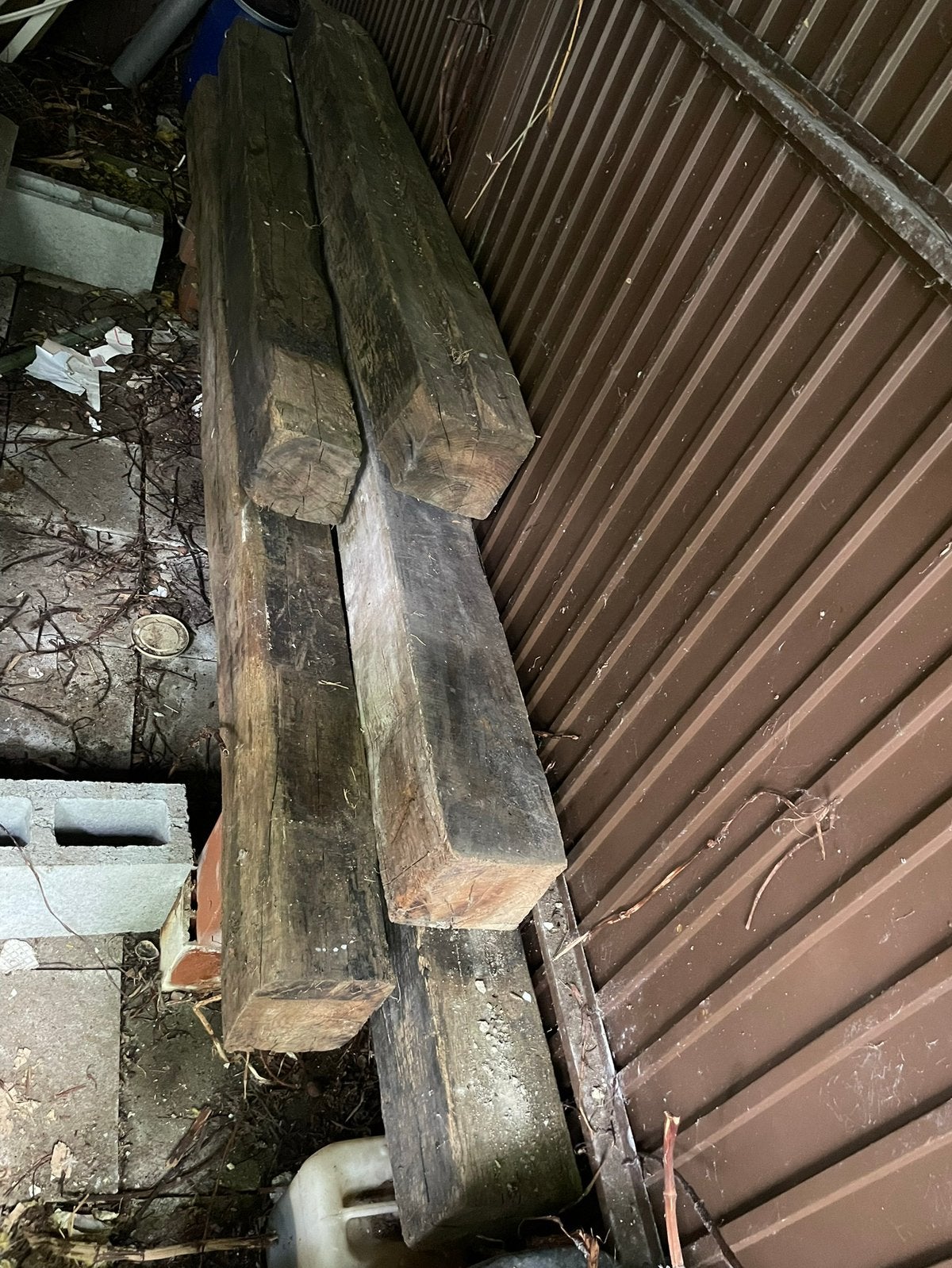 Azobe balken 5 stuks, Tuin en Terras, Palen, Balken en Planken, Gebruikt, Balken, 180 tot 250 cm, Hardhout, Ophalen