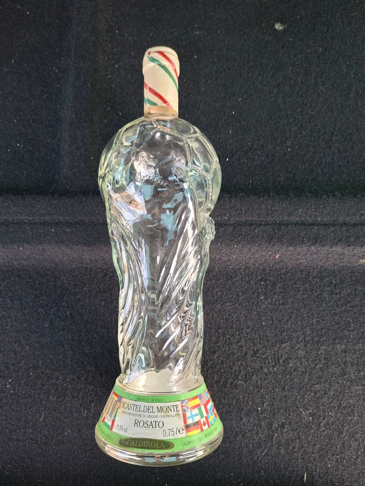 Zeldzame beker met glazen fles | Trophy World Cup Footl Ital, Ophalen of Verzenden