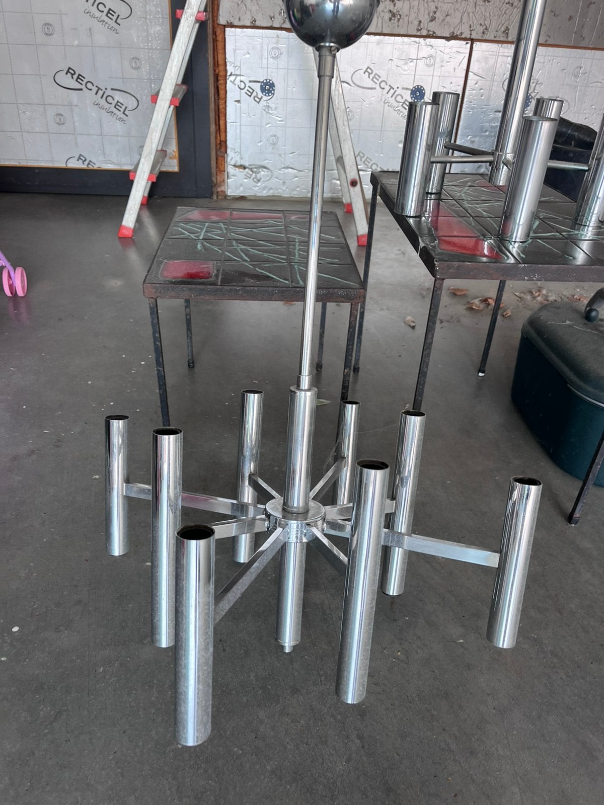 Vintage retro chrome lusters, lamp, Ophalen