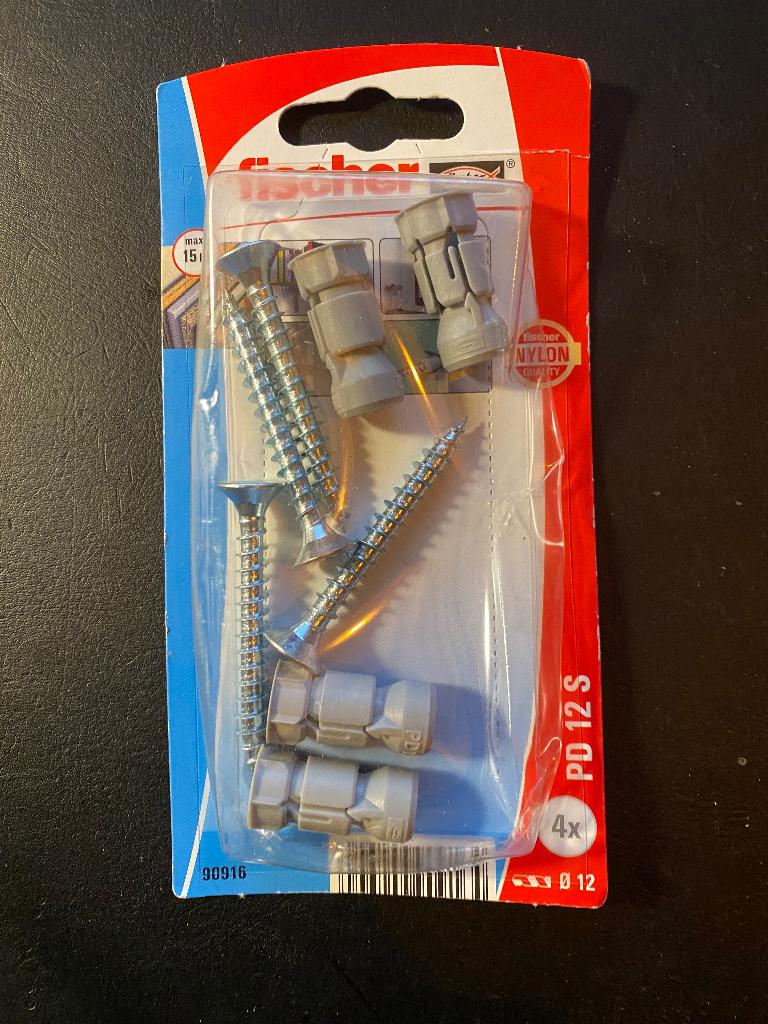 Fischer Hollewand Plaatplug PD 12 mm met schroef (4 stuks), Ophalen of Verzenden, Nieuw