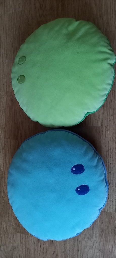 2 coussins (enfants), Rond, Double face, Comme neuf, Enlèvement