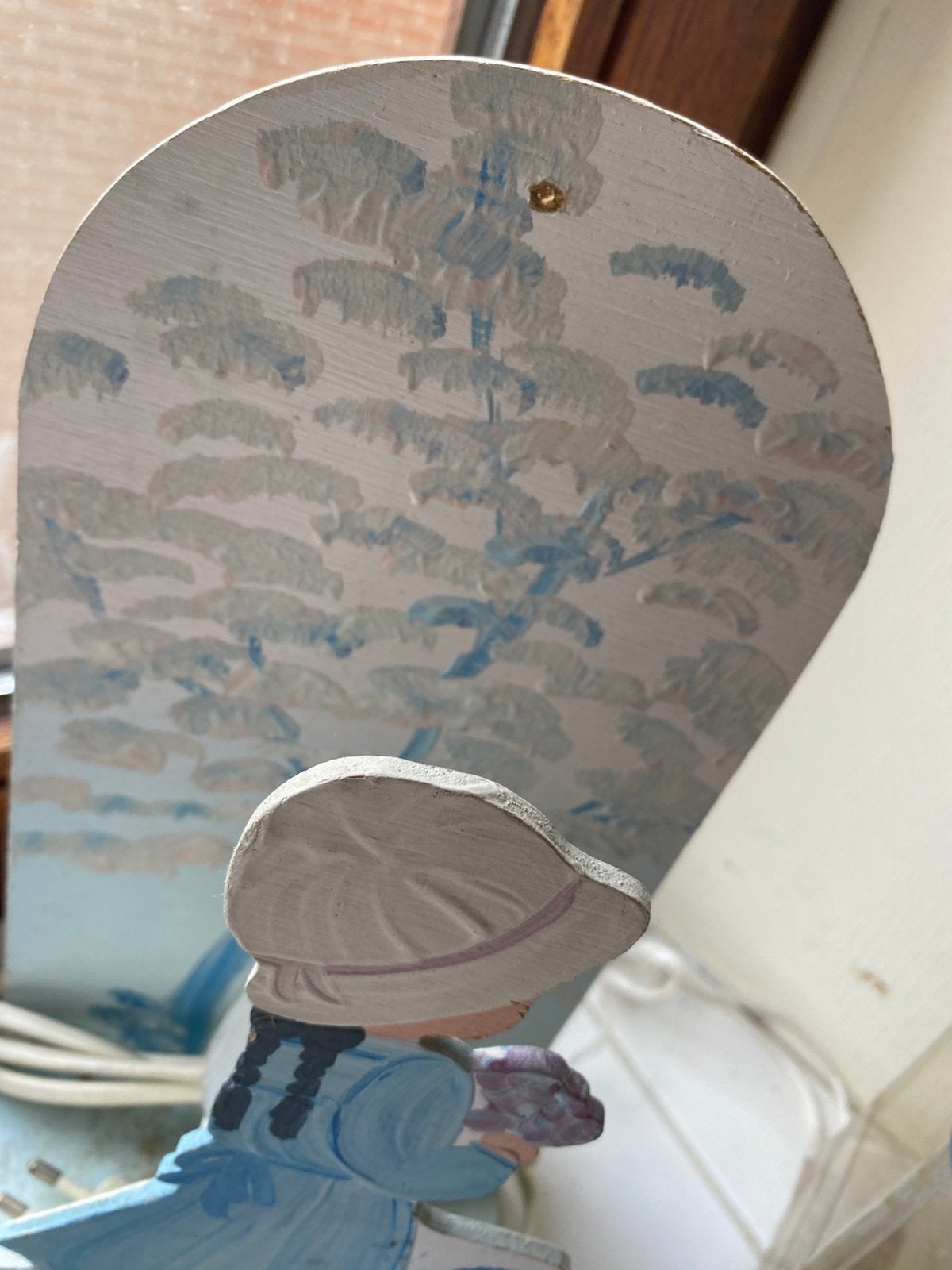 Lampe vintage en bois peint Doluce Style Sarah Kay/Holly, Enlèvement