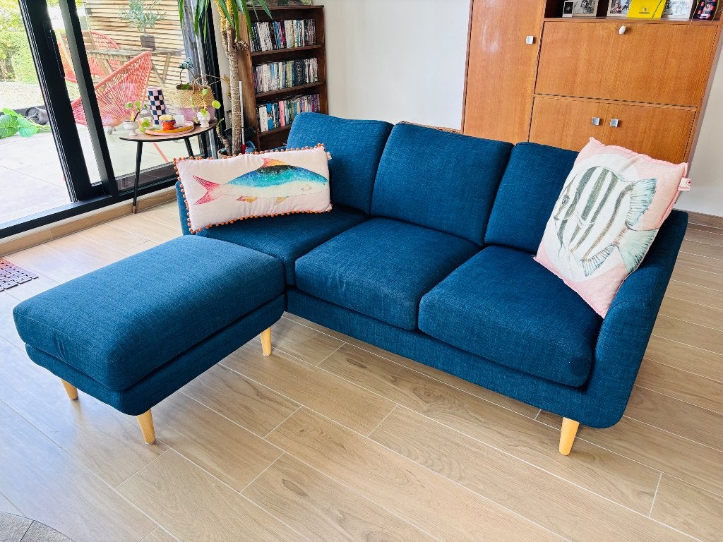 Zetel met poef, Ophalen, Zo goed als nieuw, Stof, Vintage stijl