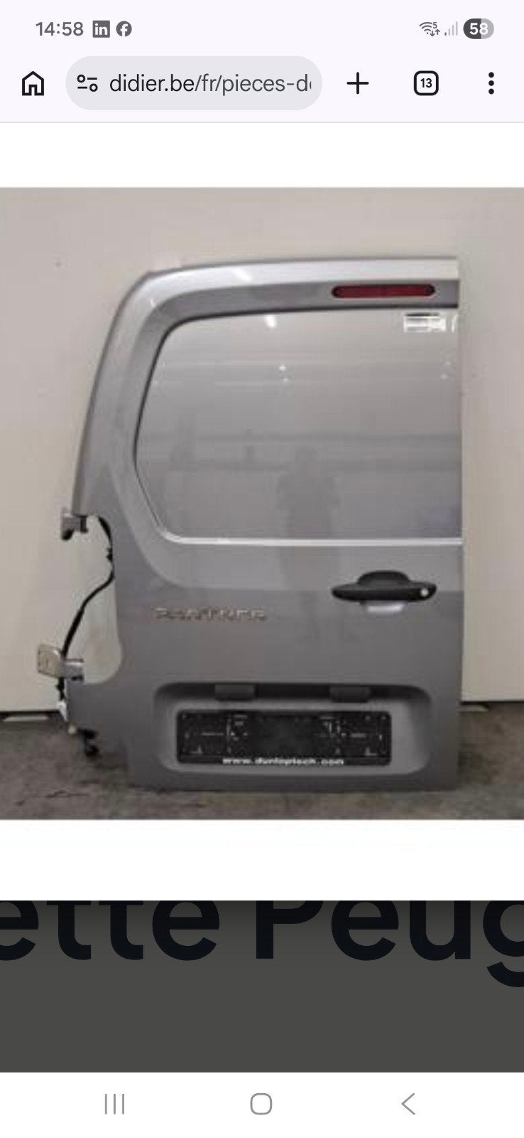 cherche porte peugeot partner 2021, Autos : Pièces & Accessoires, Enlèvement ou Envoi, Arrière, Peugeot, Porte