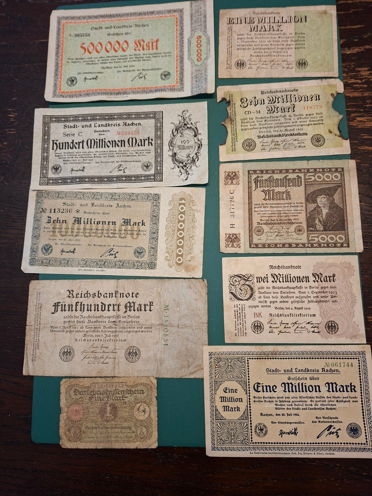 Billets d'Allemagne, Enlèvement ou Envoi, Billets de banque