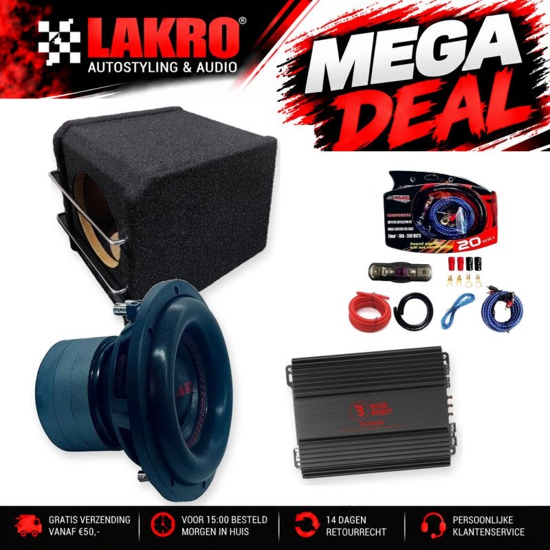 8 inch Pack 4 - LAKRO - Subwooferpakket - 500 watt RMS