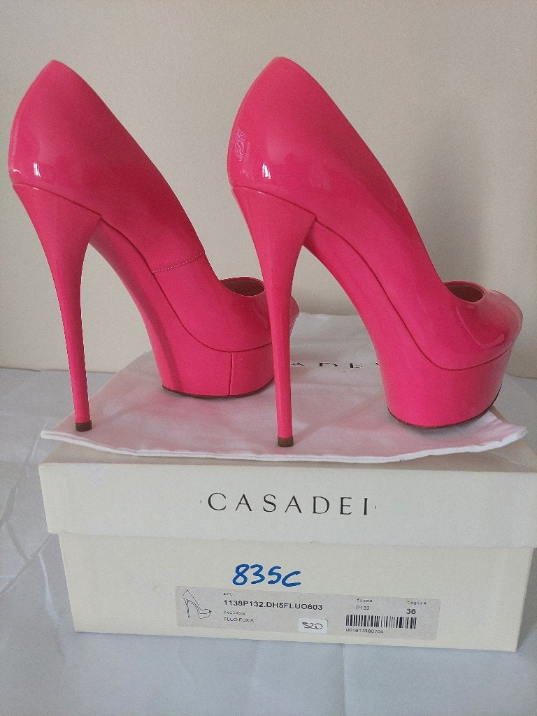 835C* Casadei - sexy schoenen roze fluo hoge hakken (36), Pumps, Nieuw, Ophalen of Verzenden, Roze