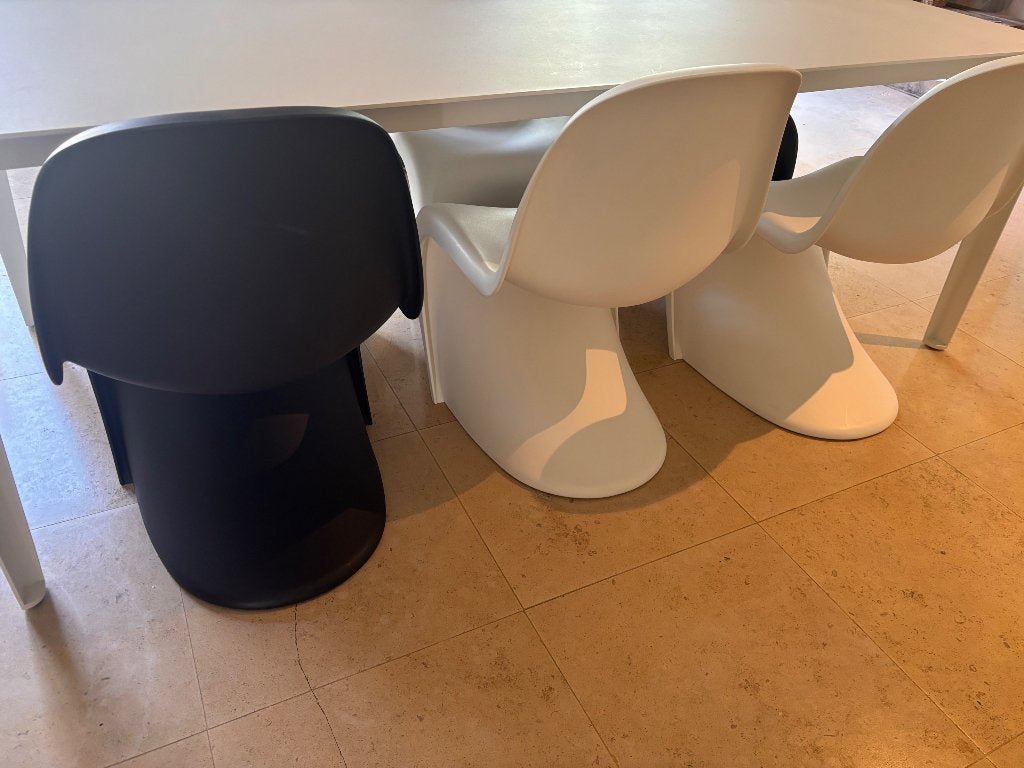 6 originele Vitra Panton chairs, Huis en Inrichting, Ophalen, Zo goed als nieuw, Wit, Vijf, Zes of meer stoelen