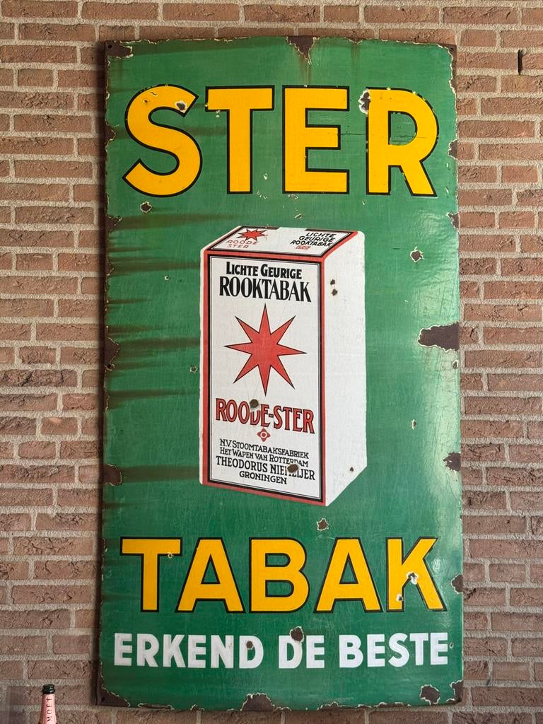 Ster Tabak groot emaille reclamebord, Ophalen, Gebruikt, Reclamebord
