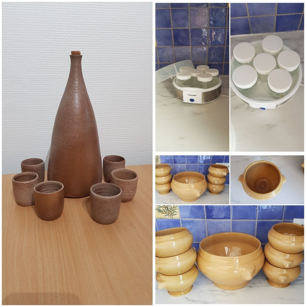 Le lot: yaourtière+service à potage+service à liqueur, Maison & Meubles, Cuisine | Vaisselle, Enlèvement, Comme neuf