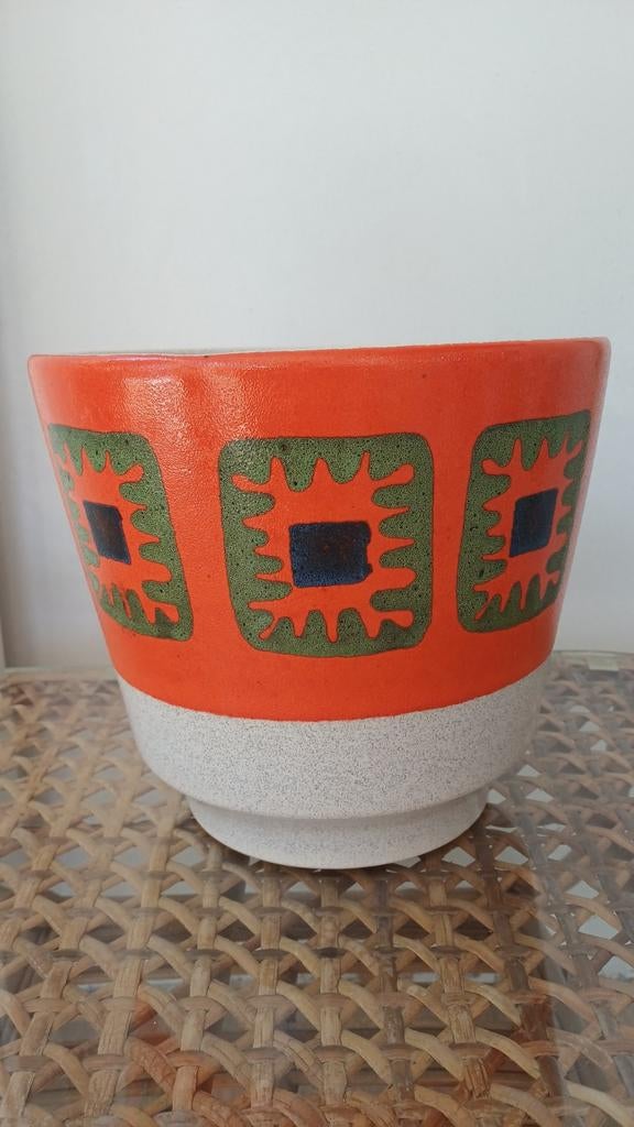 Vintage oranje bloempot 21,5 cm, Ophalen