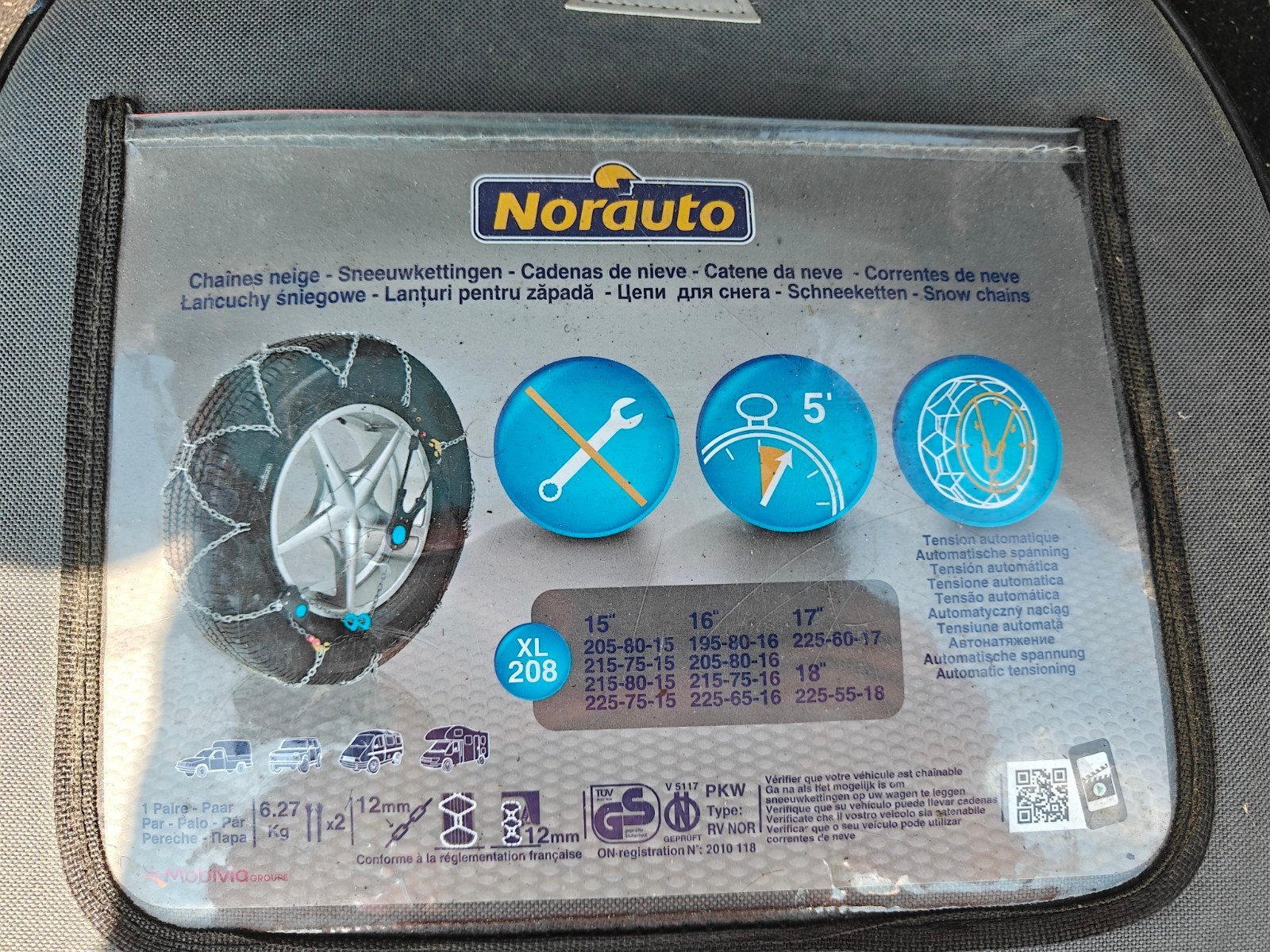 Sneeuwkettingen Norauto 208XL ongebruikt, Enlèvement