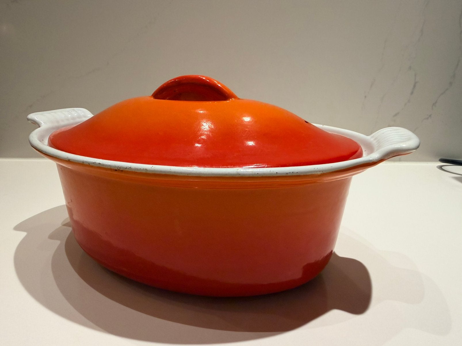 Vintage gietijzeren terrine pan Belgique 28cm - Topstaat!, Huis en Inrichting, Ophalen, Met deksel, Zo goed als nieuw, Braadpan