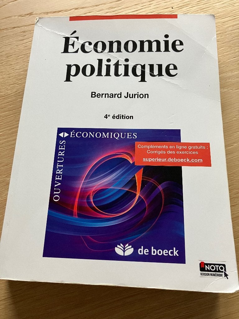 Économie politique - Bernard Jurion - 4e édition, Livres, Enlèvement ou Envoi, Comme neuf, Économie et Marketing, De boeck