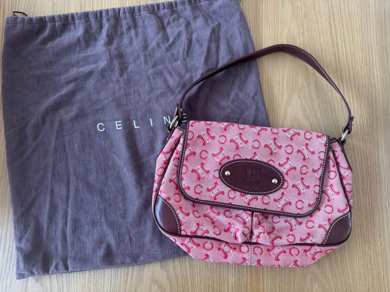 Vintage Celine schoudertas, Handtassen en Accessoires, Ophalen of Verzenden, Gebruikt, Roze, Schoudertasje