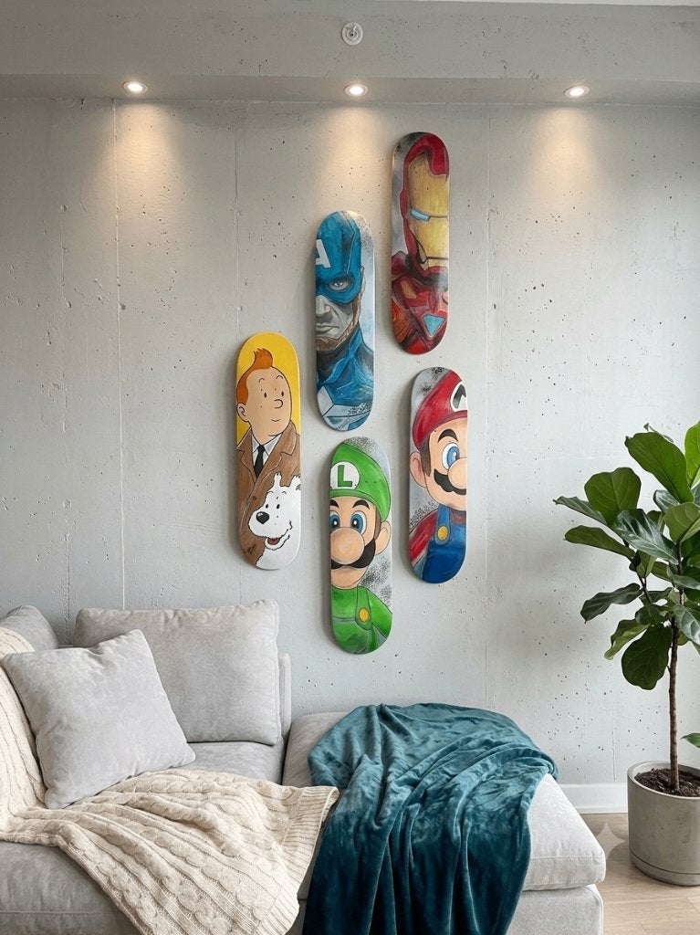 Skate custom déco moderne, Bois, Enlèvement ou Envoi, Technique mixte, Laqué/vernis