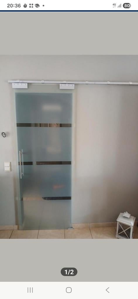 2 portes coulissante 83x218 avec système de frein, Ophalen